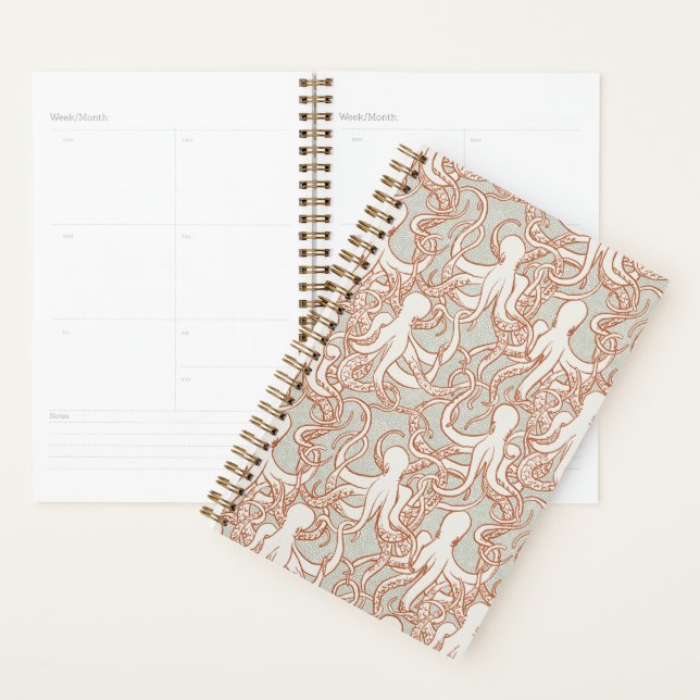 Octopus Line Art | Modern Planner (Orange & Gray) (Display)