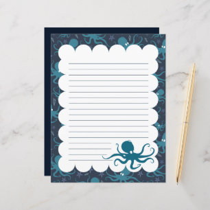 Octopus lined stationery paper