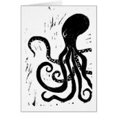 octopus lino block print card (Front)