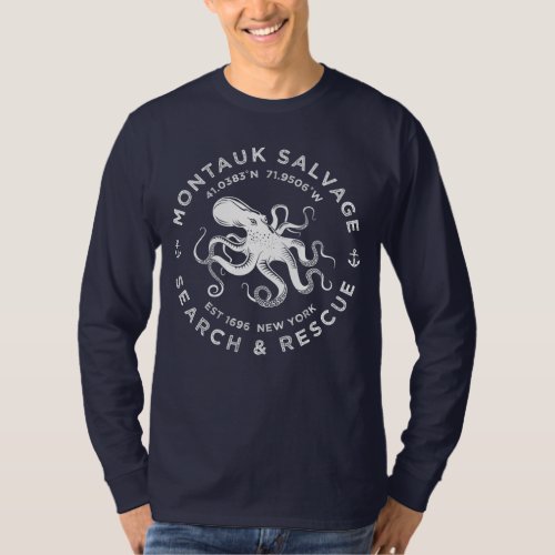 Octopus Logo  Montauk Salvage Company T_Shirt