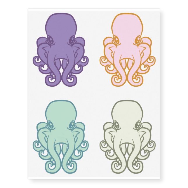Octopus Logos Temporary Tattoos (Front)