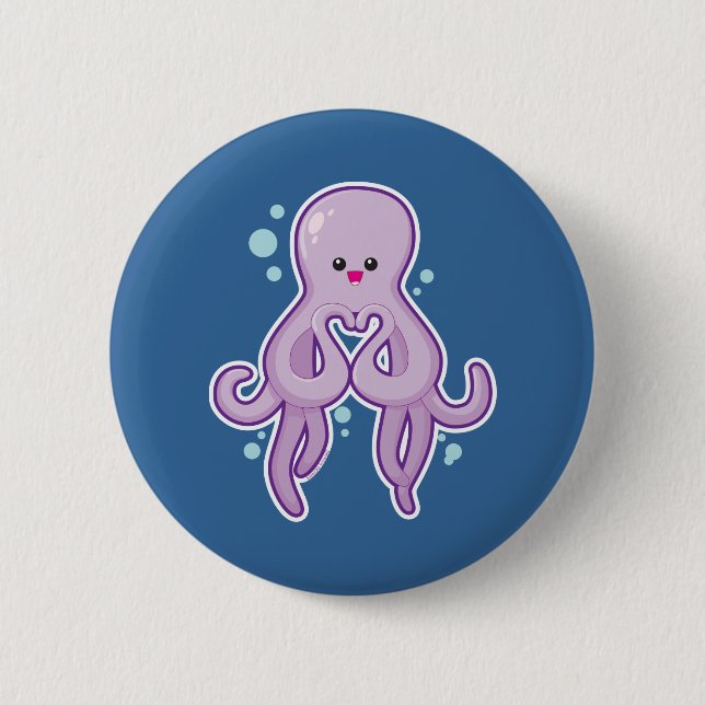 Octopus Loves You Pinback Button (Front)