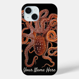 Octopus Macropus, Vintage Marine Aquatic Animals iPhone 15 Case