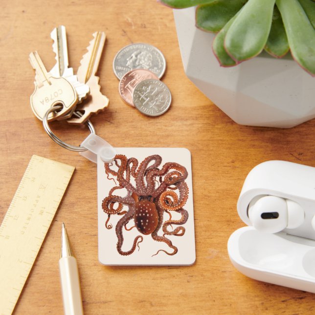 Octopus Macropus, Vintage Marine Aquatic Animals Keychain (Desk)