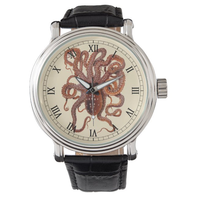 Octopus Macropus, Vintage Marine Aquatic Animals Watch (Front)