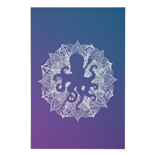 Octopus Mandala Circle Purple Faux Canvas Print