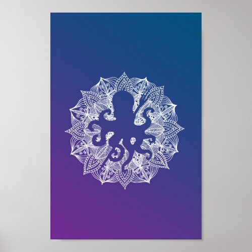 Octopus Mandala Circle Purple Poster