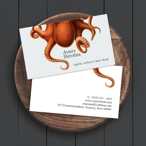 Customizable Vintage Red Octopus Marine Biology Nautical No. 3 Business Cards