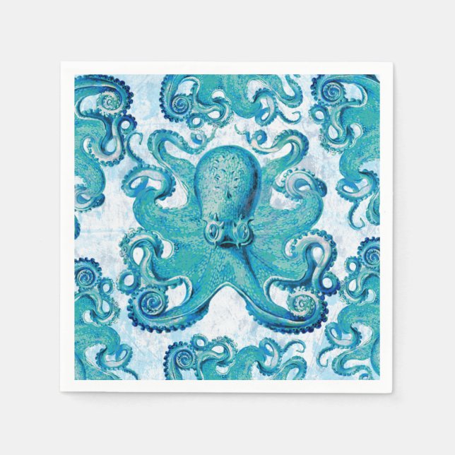 Octopus Marine Life Ocean Animals Beach Nautical Napkins (Front)