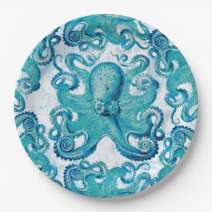 Octopus Marine Life Ocean Animals Beach Nautical Paper Plates