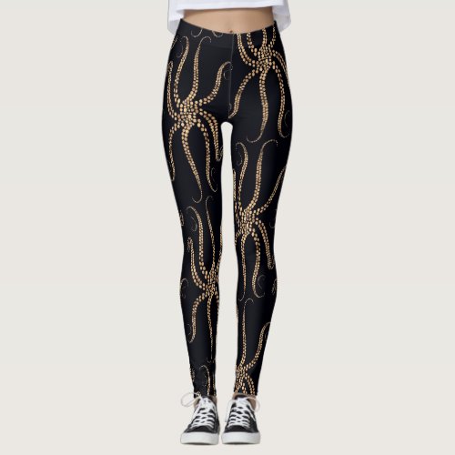 Octopus mosaic rose gold black cephalopod leggings