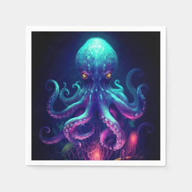 Octopus Mythical Nautical Under the Sea Creatures Napkins (Front)