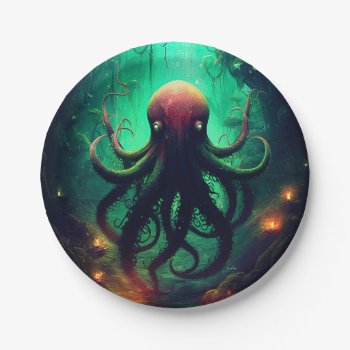 Octopus Mythical Nautical Under The Sea Creatures Paper Plates by WillowTreePrints at Zazzle