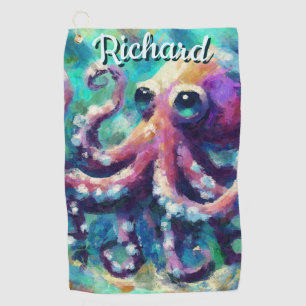 Octopus Nautical Beach Coastal Personalized Golf Towel