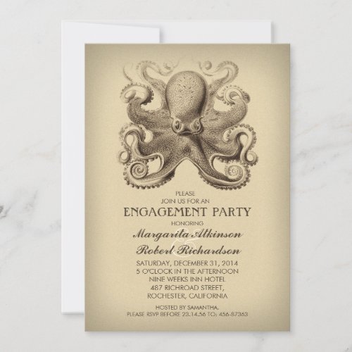 octopus nautical beach engagement party invitation