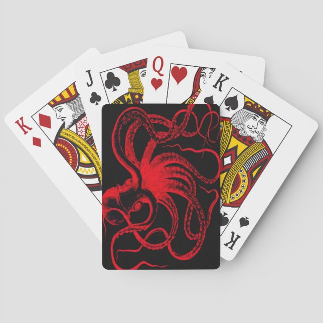 Octopus Nautical Steampunk Vintage Kraken Monster Poker Cards (Back)