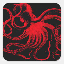 Octopus Nautical Steampunk Vintage Kraken Monster Square Sticker