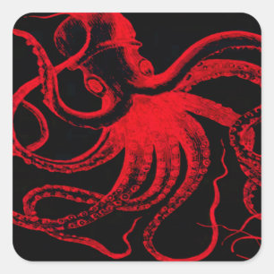 Octopus Nautical Steampunk Vintage Kraken Monster Square Sticker