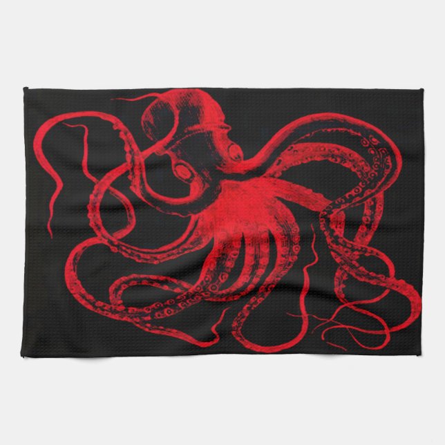 Octopus Nautical Steampunk Vintage Kraken Monster Towel (Horizontal)