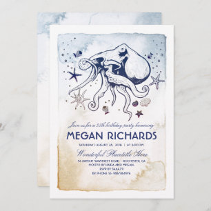 Octopus Nautical - Under the Sea Birthday Party Invitation