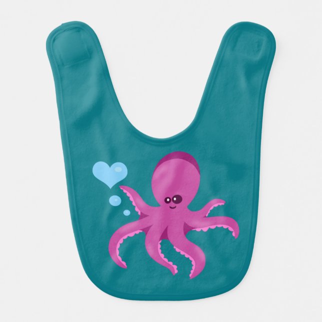 octopus nautical unisex bib love baby gift (Front)