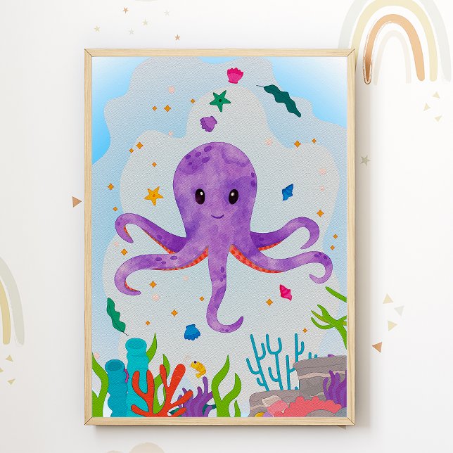 Octopus Nursery Print Animal Kids Room Poster (Creator Uploaded)