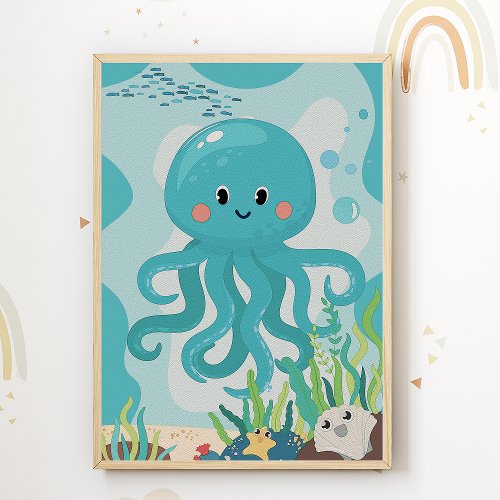 Octopus Nursery Print Kids Room Poster
