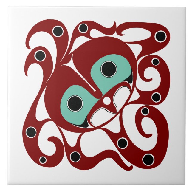Octopus - NW Coast Native American Formline Style Ceramic Tile (Front)