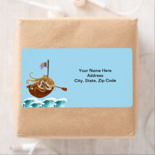 Octopus Ocean Waves Boat Labels