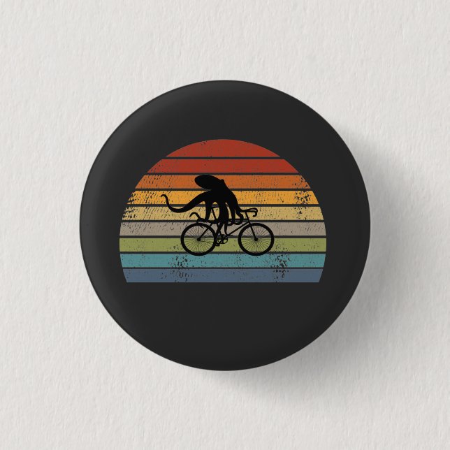 Octopus - Octopus Riding Bicycle Button (Front)
