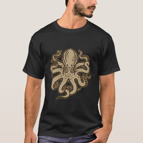 Octopus Old School Sailor Tattoo Clipper Ship And  T_Shirt