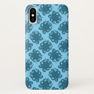 Octopus On Blue Pattern iPhone X Case