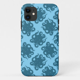 Octopus On Blue Pattern iPhone 11 Case