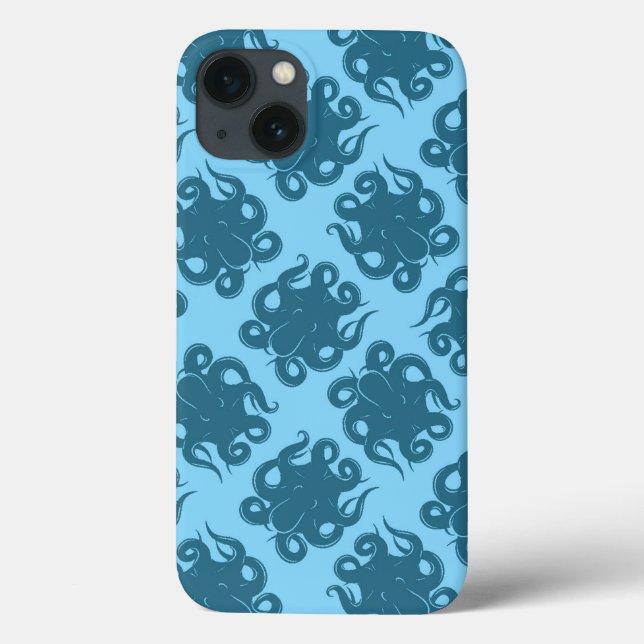 Octopus On Blue Pattern Case-Mate iPhone Case (Back)