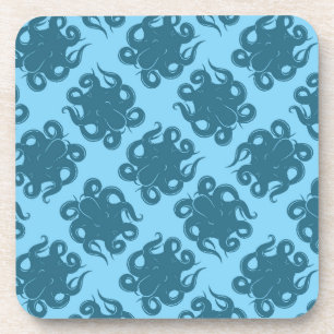 Octopus On Blue Pattern Coaster