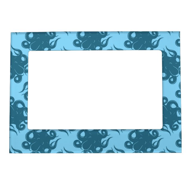 Octopus On Blue Pattern Magnetic Frame (Front)