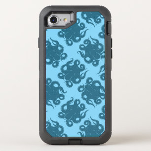 Octopus On Blue Pattern OtterBox Defender iPhone SE/8/7 Case