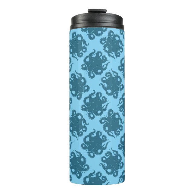 Octopus On Blue Pattern Thermal Tumbler (Front)