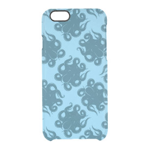 Octopus On Blue Pattern Clear iPhone 6/6S Case