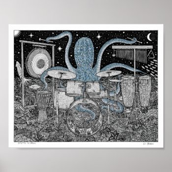 Octopus On Drums Poster by elihelman at Zazzle