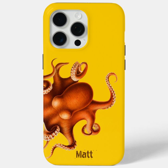 Octopus on Yellow Case-Mate iPhone Case (Back)