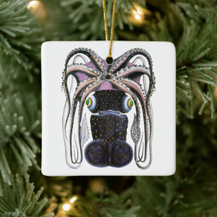 Octopus or Giant Squid, Vintage Marine Life Animal Ceramic Ornament