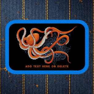Octopus Orange Mandala Blue Patch