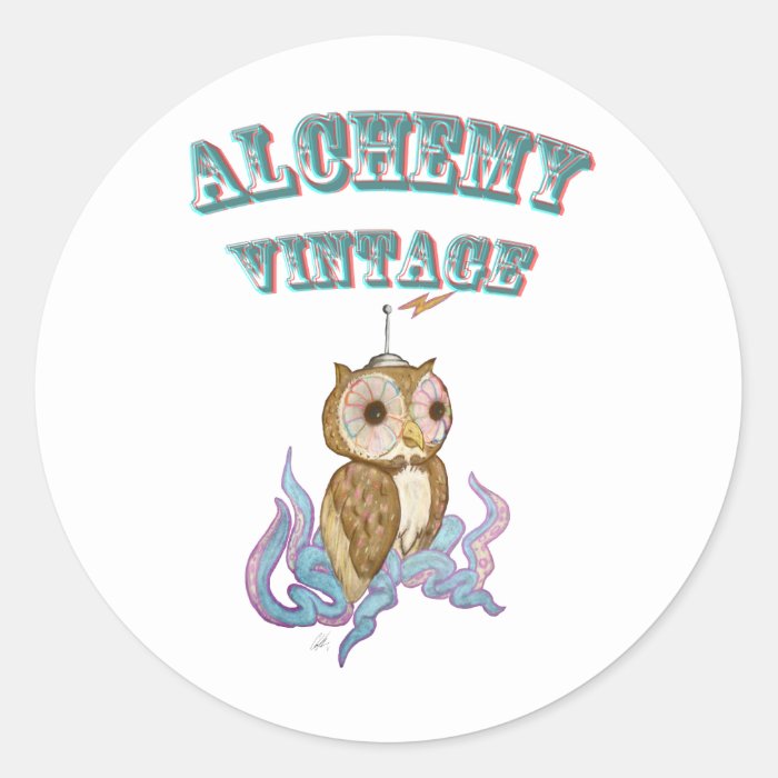 Octopus Owl Robot Round Sticker