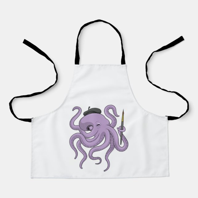 Octopus Painter Paint brush Apron (Front)