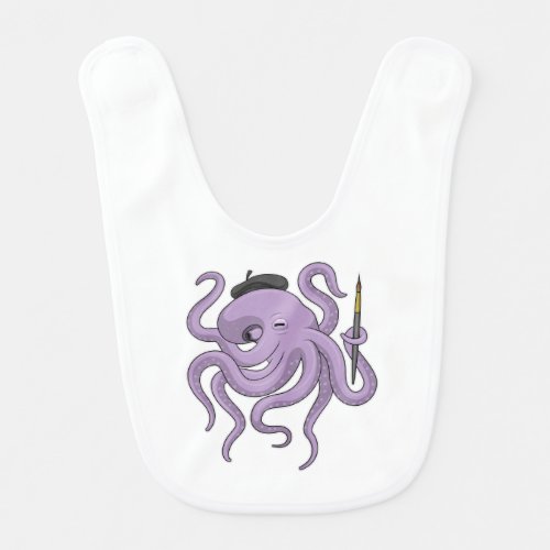 Octopus Painter Paint brush Baby Bib