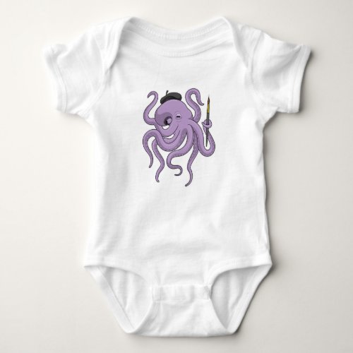 Octopus Painter Paint brush Baby Bodysuit