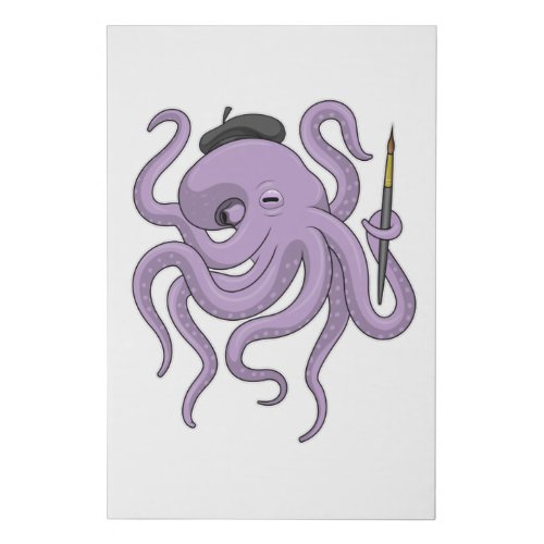 Octopus Painter Paint brush Faux Canvas Print