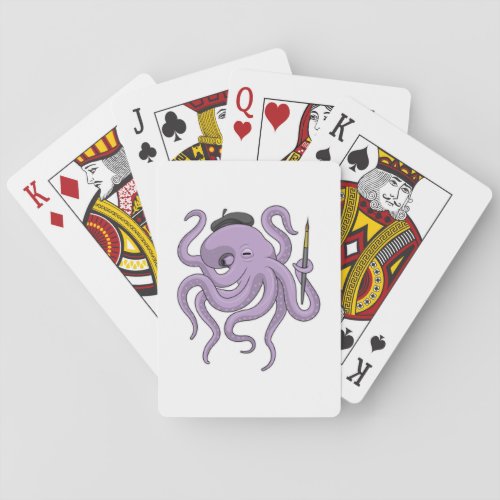 Octopus Painter Paint brush Playing Cards