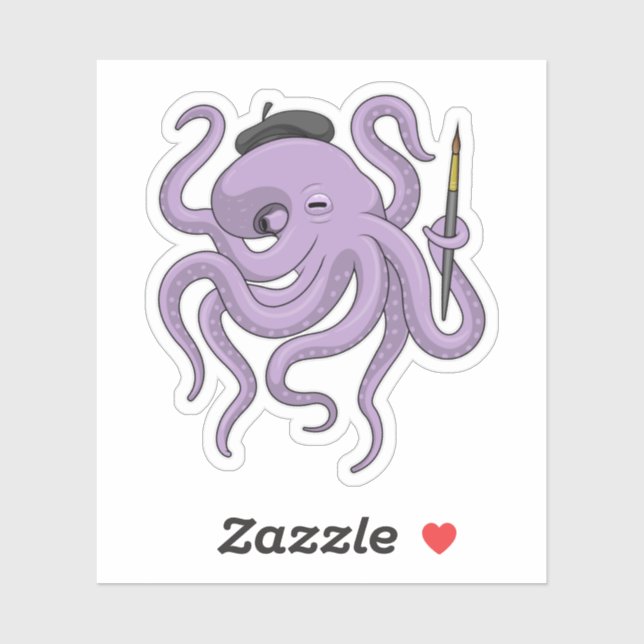 Octopus Painter Paint brush Sticker (Sheet)